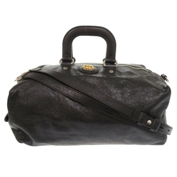 GUCCI Black Leather Boston Bag - Picture 1 of 11